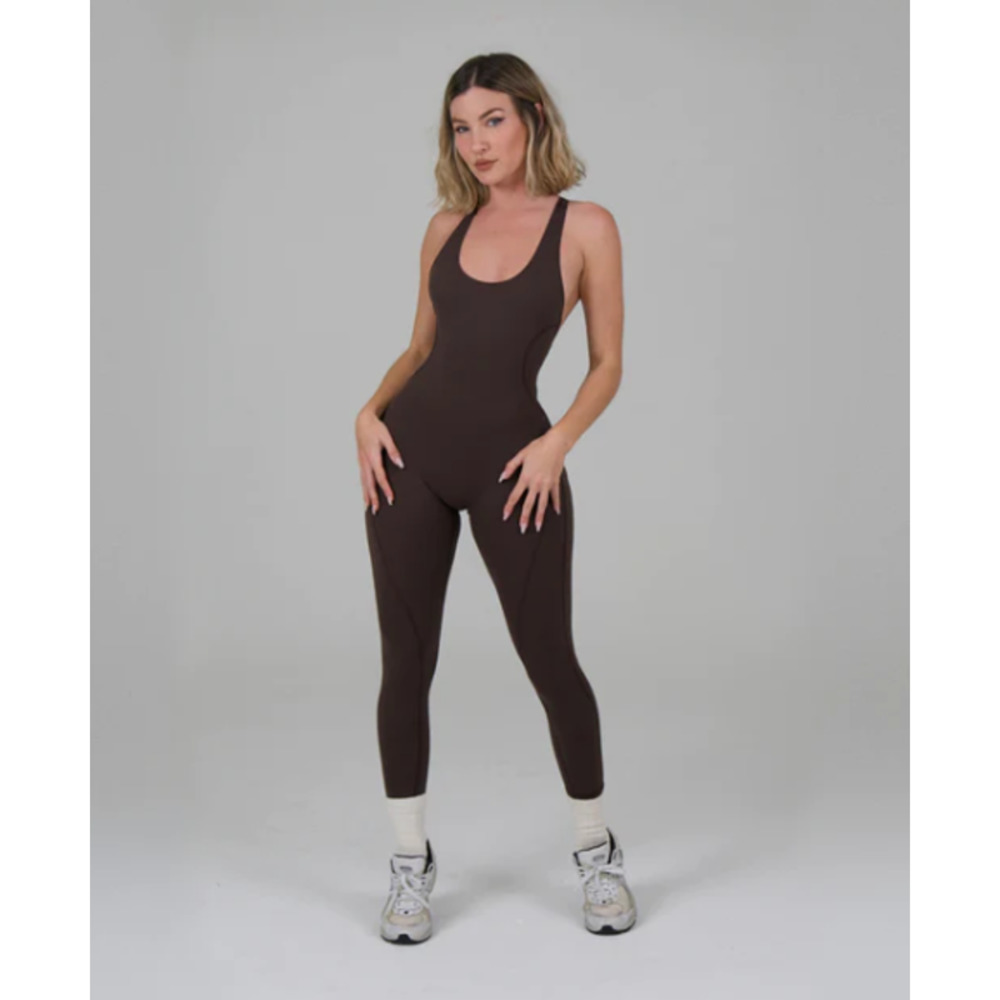 Davis Active Tank Jumpsuit in Chocolate Brown-Limited Edition Medium/Large